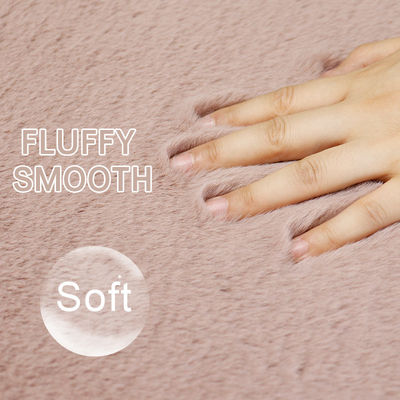 Abstract Pattern Pink Faux Fur Rabbit Rug Soft Long Pile Shaggy Carpet for Living Room