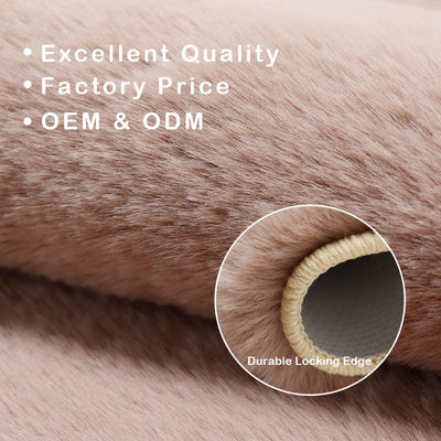 Abstract Pattern Pink Faux Fur Rabbit Rug Soft Long Pile Shaggy Carpet for Living Room